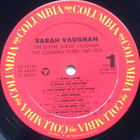 Sarah Vaughan : The Divine Sarah Vaughan (The Columbia Years 1949 - 1953) (2xLP, Comp, Car)