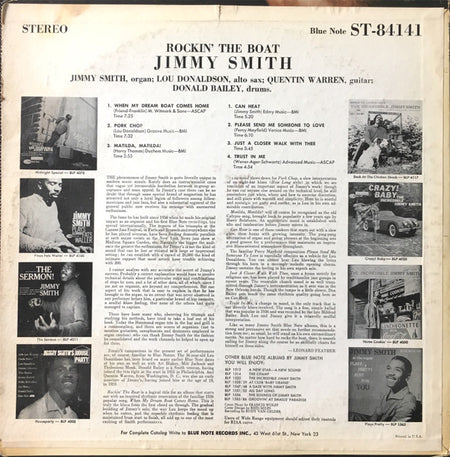 Jimmy Smith : Rockin' The Boat (LP, Album, RP)