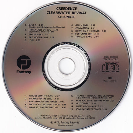 Creedence Clearwater Revival Featuring John Fogerty : Chronicle (The 20 Greatest Hits) (CD, Comp, Club, RE, CRC)
