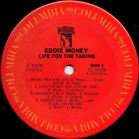 Eddie Money : Life For The Taking (LP, Album, Ter)