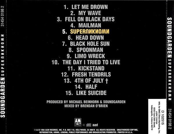Soundgarden : Superunknown (CD, Album, Club)