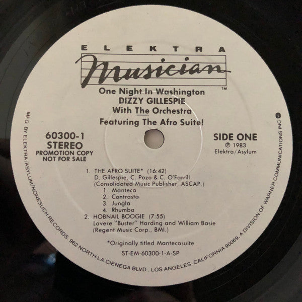Dizzy Gillespie With The Orchestra (4) : One Night In Washington (LP, Album, Promo)