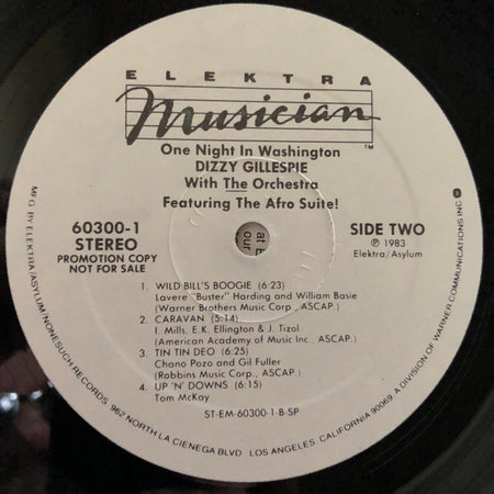 Dizzy Gillespie With The Orchestra (4) : One Night In Washington (LP, Album, Promo)