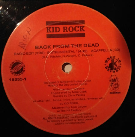 Kid Rock : Back From The Dead (12", Single)