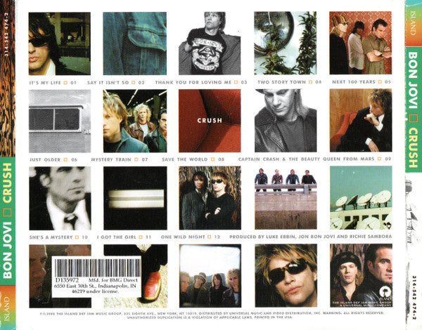 Bon Jovi : Crush (CD, Album, Club)
