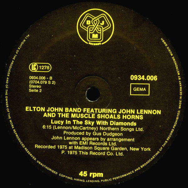 Elton John Band Featuring John Lennon And The Muscle Shoals Horns* : I Saw Her Standing There (12", Single)