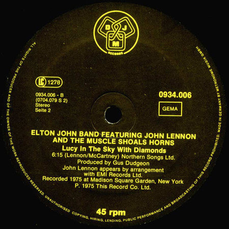 Elton John Band Featuring John Lennon And The Muscle Shoals Horns* : I Saw Her Standing There (12", Single)