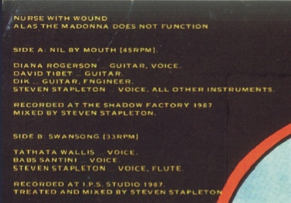 Nurse With Wound : Alas The Madonna Does Not Function (12")