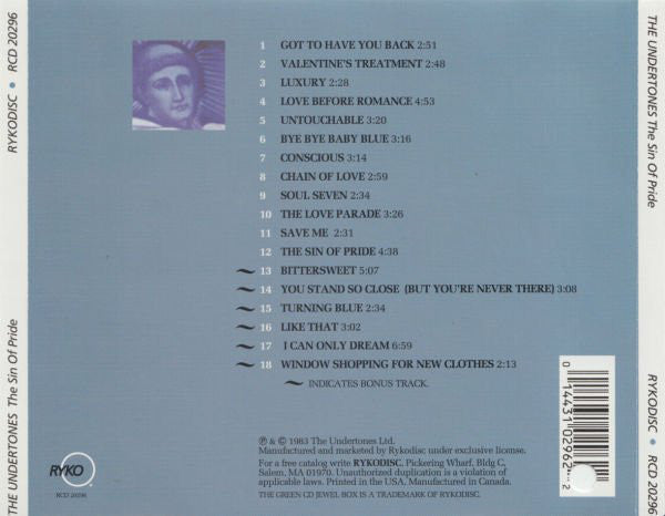 The Undertones : The Sin Of Pride (CD, Album, RE)