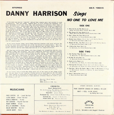 Danny Harrison (5) : No One To Love Me (LP)