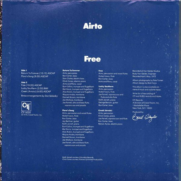 Airto Moreira : Free (LP, Album, Gat)