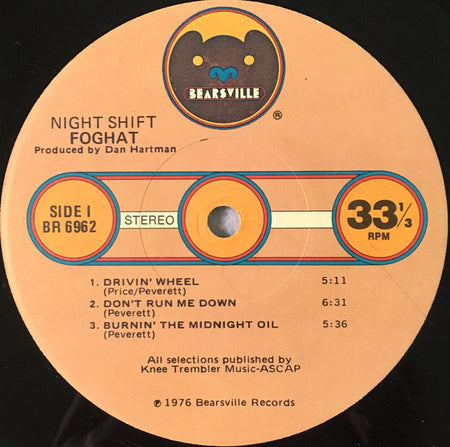 Foghat : Night Shift (LP, Album, Jac)