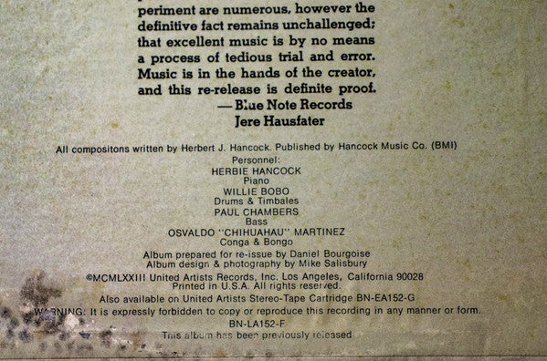 Herbie Hancock / Willie Bobo : Succotash (LP, Album, Club, RE)