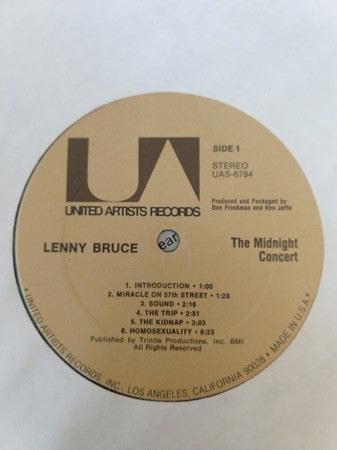 Lenny Bruce : The Midnight Concert (LP, Album, RE)