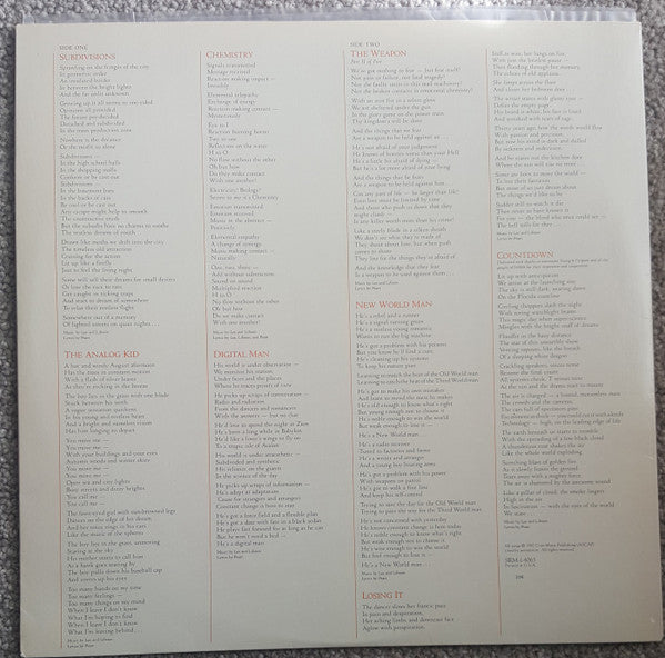 Rush : Signals (LP, Album, 26,)