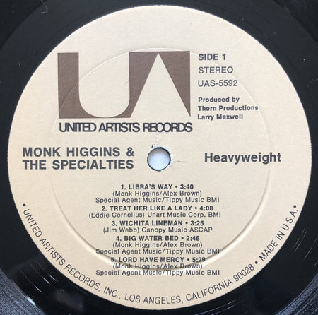 Monk Higgins & The Specialties : Heavyweight (LP, Album)