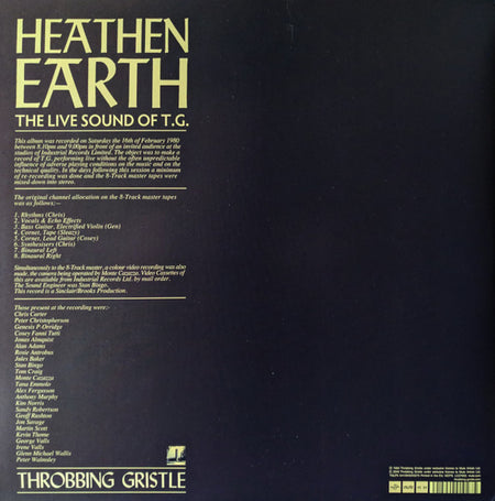 Throbbing Gristle : Heathen Earth (The Live Sound Of T.G.) (LP, Album, Ltd, RE, Blu)