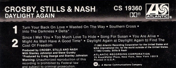 Crosby, Stills & Nash : Daylight Again (Cass, Album)