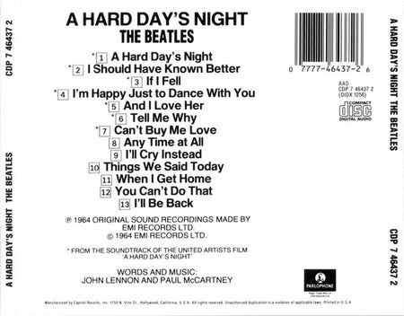 The Beatles : A Hard Day's Night (CD, Album, Mono, RE, Cap)