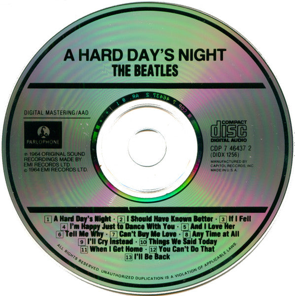 The Beatles : A Hard Day's Night (CD, Album, Mono, RE, Cap)