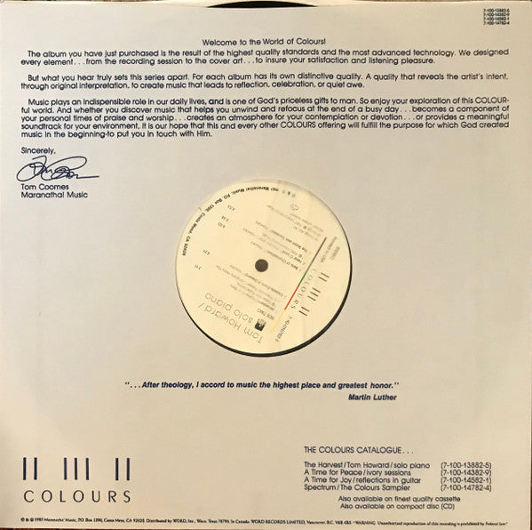 Tom Howard : Solo Piano (LP, Album)