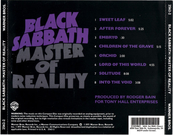 Black Sabbath : Master Of Reality (CD, Album, Club, RE)