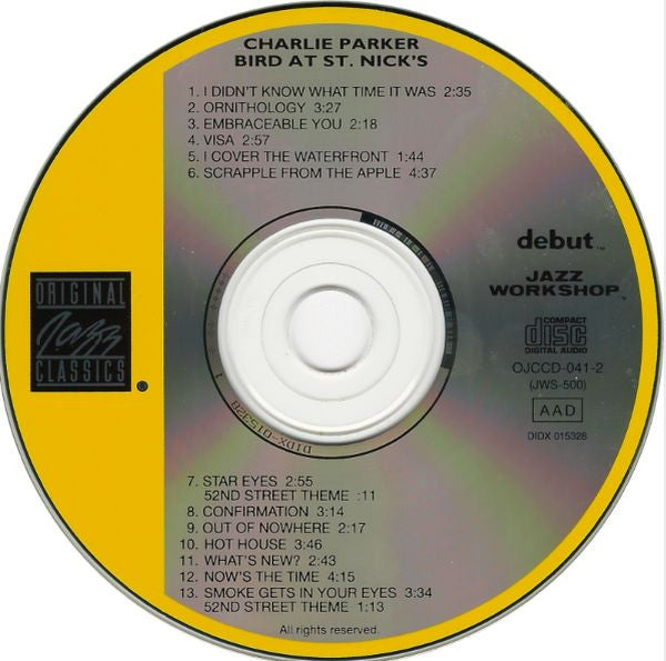 Charlie Parker : Bird At St. Nick's (CD, Album, RE, RM)