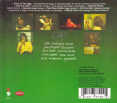 Yes : Close To The Edge (CD, Album, RE, RM, O-C)