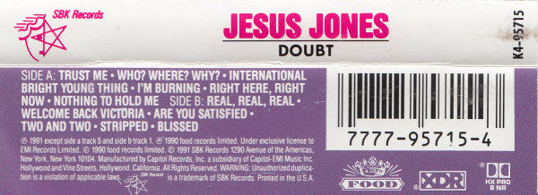 Jesus Jones : Doubt (Cass, Album)