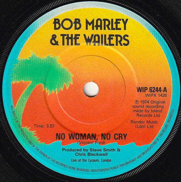 Bob Marley & The Wailers : No Woman, No Cry (7", Single, Sol)