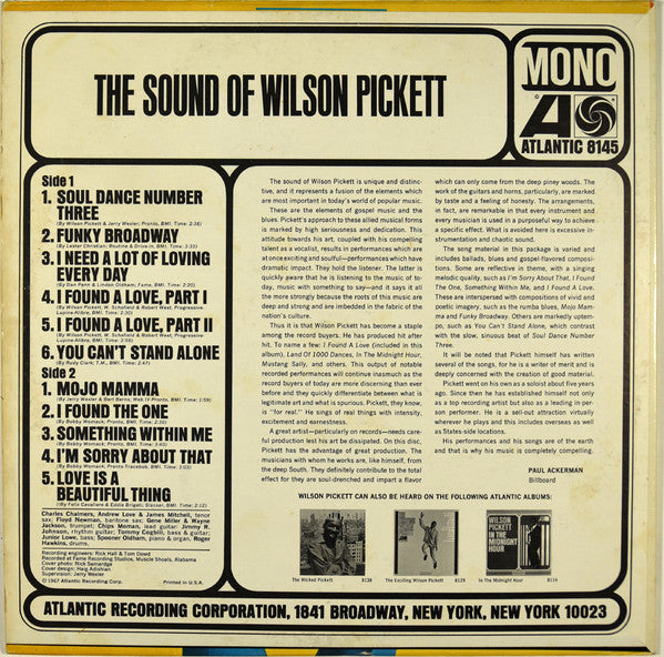 Wilson Pickett : The Sound Of Wilson Pickett (LP, Album, Mono, Mon)