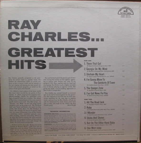 Ray Charles : Greatest Hits (LP, Comp)
