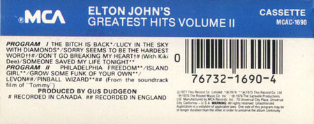 Elton John : Greatest Hits Volume II (Cass, Comp)