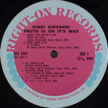 Nikki Giovanni And The New York Community Choir : Truth Is On Its Way (LP, Album)