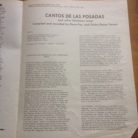 Elena Paz And Carlos Garcia Travesi : Cantos De Las Posadas (LP)