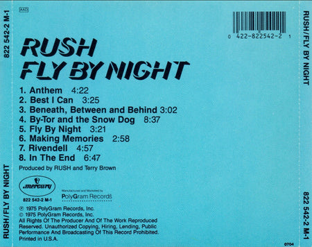 Rush : Fly By Night (CD, Album, RE, Dis)