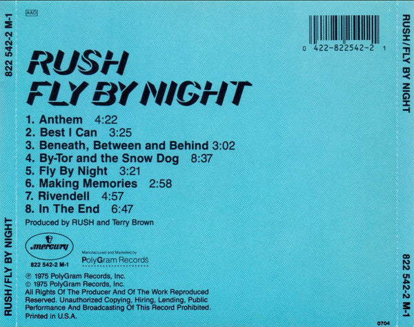 Rush : Fly By Night (CD, Album, RE, Dis)