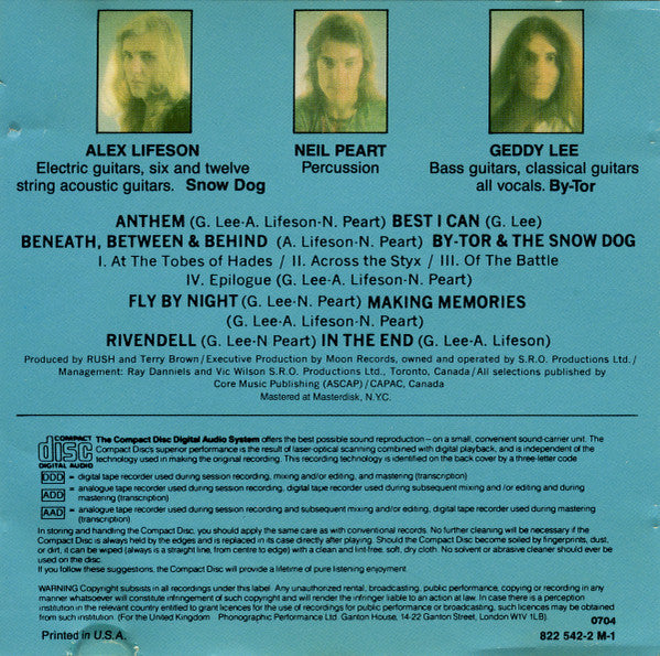 Rush : Fly By Night (CD, Album, RE, Dis)