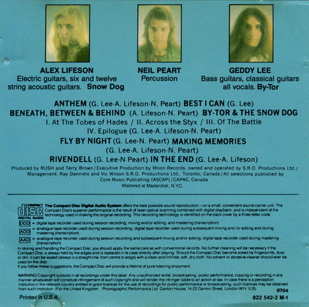 Rush : Fly By Night (CD, Album, RE, Dis)