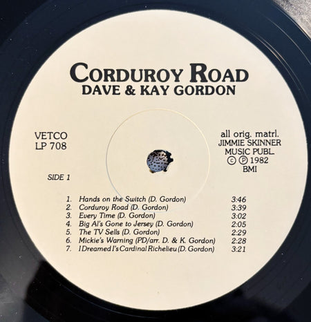 Dave & Kay Gordon : Corduroy Road  (LP)