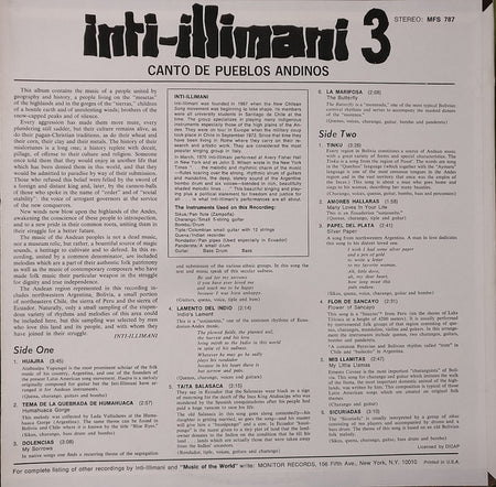 Inti-Illimani* : Inti-Illimani 3 - Canto De Pueblos Andinos (LP, Album)
