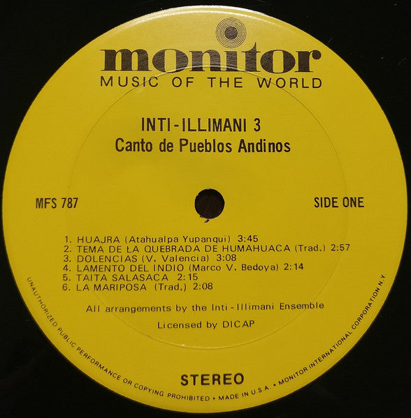 Inti-Illimani* : Inti-Illimani 3 - Canto De Pueblos Andinos (LP, Album)