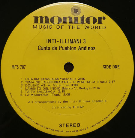 Inti-Illimani* : Inti-Illimani 3 - Canto De Pueblos Andinos (LP, Album)