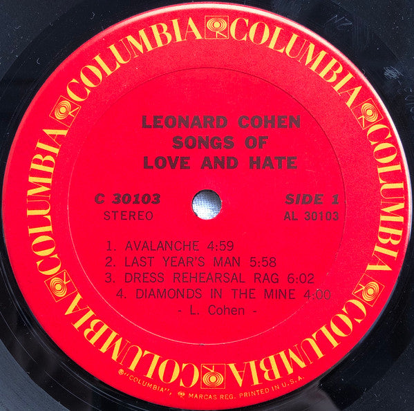 Leonard Cohen : Songs Of Love And Hate (LP, Album, Ter)
