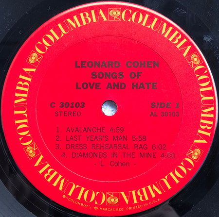 Leonard Cohen : Songs Of Love And Hate (LP, Album, Ter)