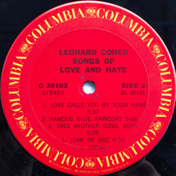 Leonard Cohen : Songs Of Love And Hate (LP, Album, Ter)