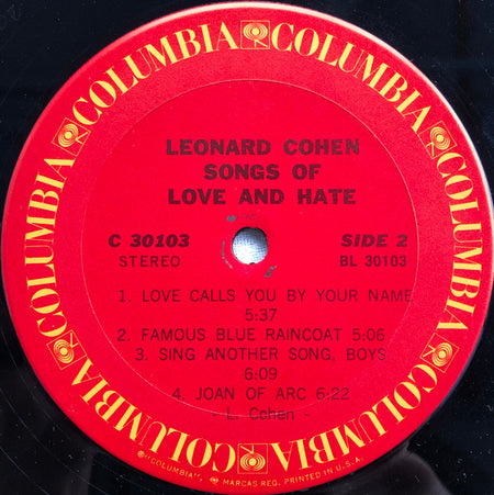Leonard Cohen : Songs Of Love And Hate (LP, Album, Ter)