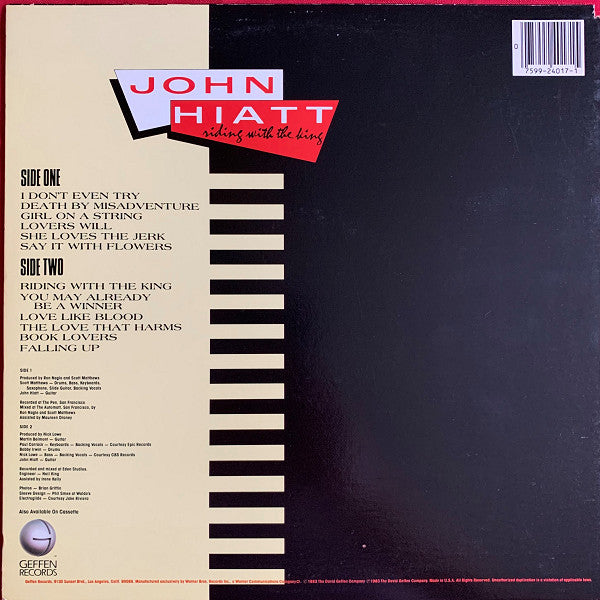 John Hiatt : Riding With The King (LP, Album, Win)