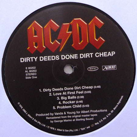 AC/DC : Dirty Deeds Done Dirt Cheap (LP, Album, RE, RM, 180)