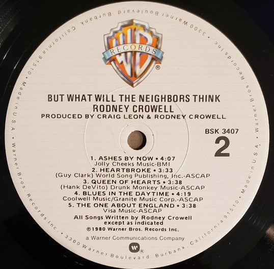 Rodney Crowell : But What Will The Neighbors Think (LP, Album, L.A)